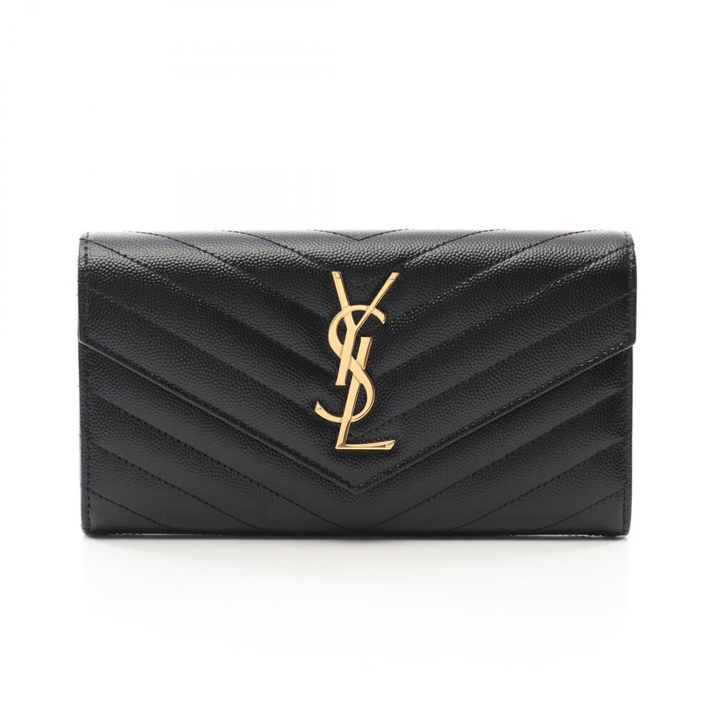 Saint Laurent Bifold Long Wallet Leather Black